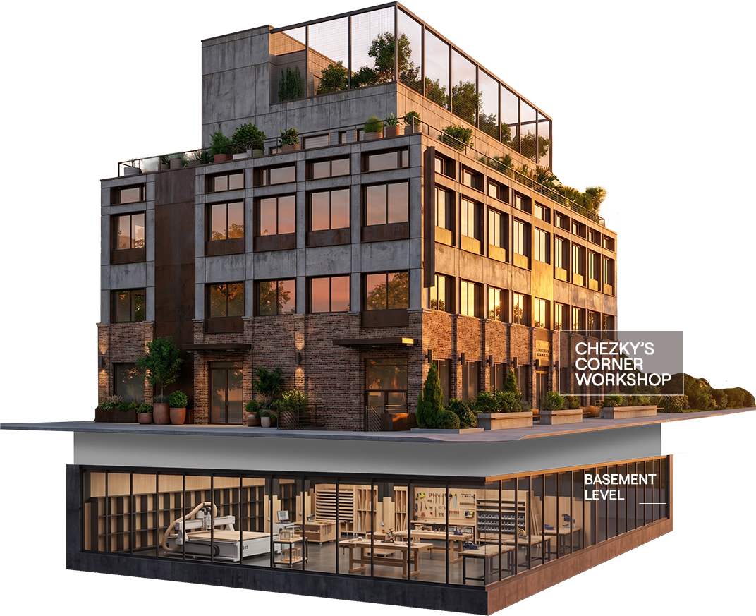 Chezky's Corner workshop rendering