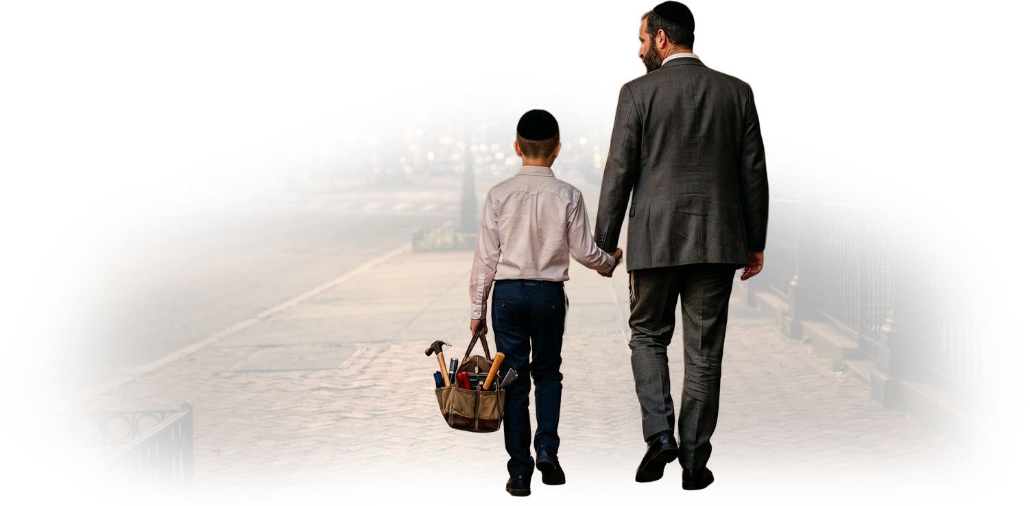 Father and son walking together